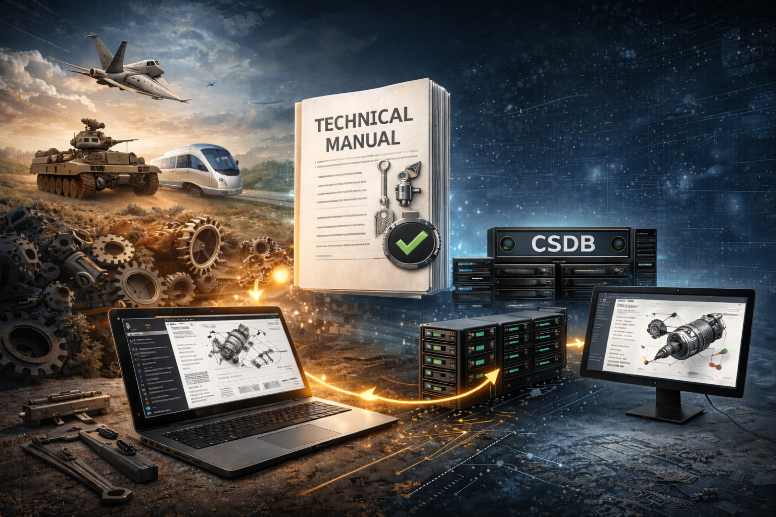 Structured technical documentation using S1000D, XML tagging, and CSDB workflows